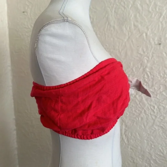 Urban Outfitters Urban Renewal Recycled Vintage Fabric Crop Tube Top Red Tan S/M - Picture 5 of 6